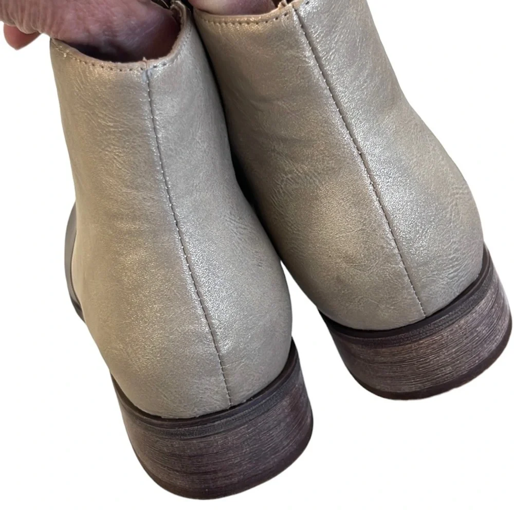 Like New Antelope Leather Metallic Ankle Boot